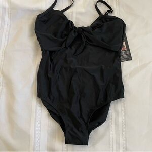 Leo Levine Shore Shapes Swimwear Size 14 Black Underwire Support One Piece Swim